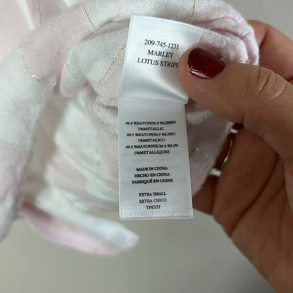 Rails Marley Lotus Stripe Button Down Cropped Shirt Top in Pink & White Size XS - Picture 9 of 12